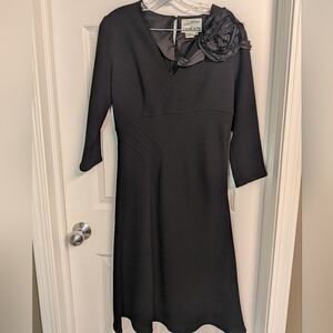 Ricki Freeman For Teri Jon Black  Dress with Floral Accent
